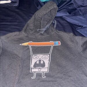 Gray Hoodie with SpongeBob Graphic Print